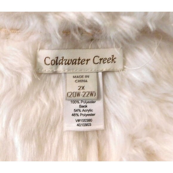Coldwater Creek Reversible Vest Woman 2X 20W 22W White Faux Fur Suede Sleeveless - Picture 9 of 10